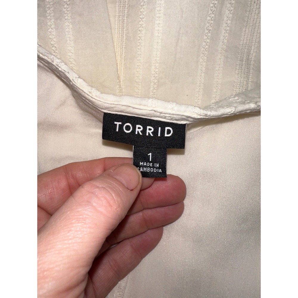 R1 Torrid Size 1 Ivory Lace Trim Cami Slip Dress Boho Layering Flowy Neutral - Picture 5 of 7